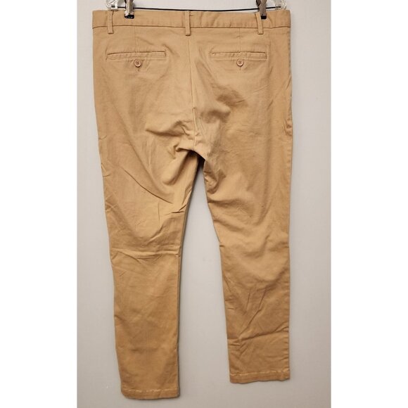 Combatant Gentlemen Pants‎ Flat Front Straight Chinos 36X32 Tan Slim Fit - Picture 5 of 8